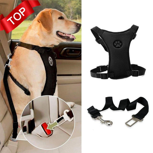DogFace Breathable Mesh Dog Harness With Adjustable Straps and Car Safety Belt